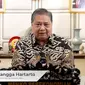 Menteri Koordinator Bidang Perekonomian Airlangga Hartarto saat menyampaikan keynote speech secara virtual dalam acara Indonesia Re International Conference (IIC) 2024, Kamis (25/7/2024). (Foto: Kemenkoperekonomian)