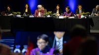 Menteri Luar Negeri RI Retno Marsudi menjadi salah satu pembicara dalam Forum Bali Process 2023 di Adelaide, Australia. (Dok. Bali Process)
