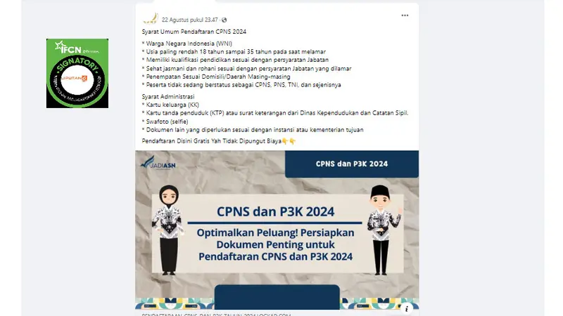 Tangkapan layar klaim situs pendaftaran CPNS 2024klaim situs pendaftaran CPNS 2024