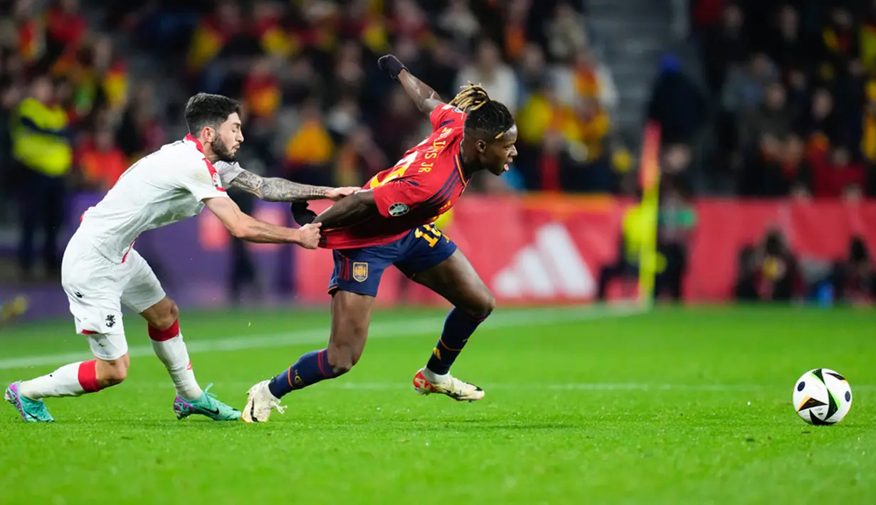 Spanyol membekuk tim tamu Georgia dengan skor 3-1. (AP Photo/Manu Fernandez)