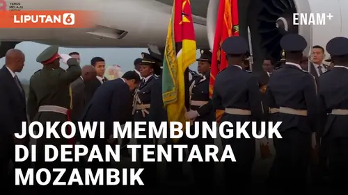 VIDEO: Tiba di Mozambik, Jokowi Membungkuk di Depan Bendera dan Tentara