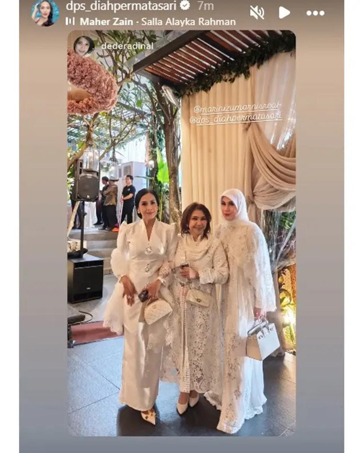 6 Potret Bella Saphira, Diah Permatasari dan Marini Zumarnis di Acara Pengajian, Tampil Memukau