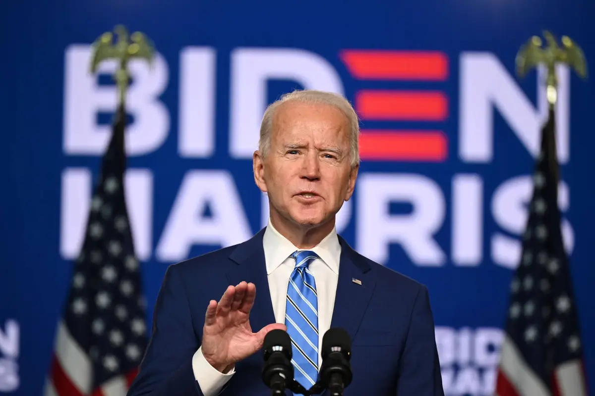 Kandidat Presiden dari Partai Demokrat Joe Biden berbicara di Chase Center di Wilmington, Delaware.