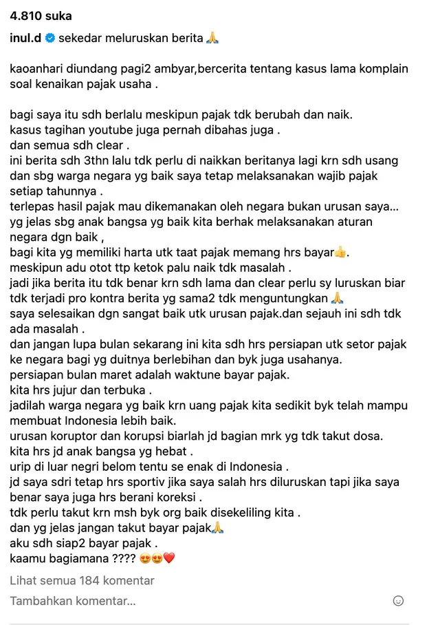 Inul Daratista klarifikasi pajak akun YouTube Rp450 juta padahal sudah lama tak aktif