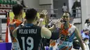 Tim voli putra Jakarta BNI 46 melakukan selebrasi usai menaklukkan Kudus Sukun Badak pada laga Proliga 2022. (Bola.com/M Iqbal Ichsan)