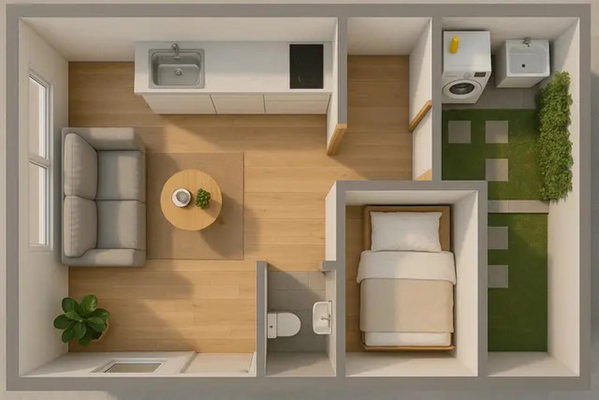 5 Desain Rumah Tipe 21 dengan Taman Belakang Kecil yang Efisien