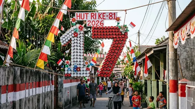 Desain Dekorasi HUT RI dari Limbah Plastik yang Murah tapi Mencuri Perhatian/AI Generated
