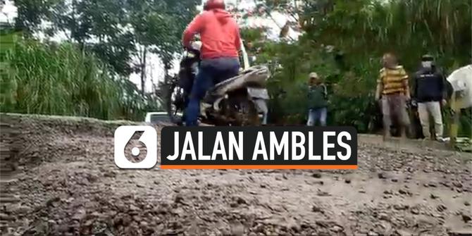 VIDEO: Jalan di Tegal Ambles Parah, Mobil Dilarang Melintas