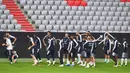 Para pemain Prancis melakukan sesi latihan jelang laga UEFA Nations League di Munich, Jerman, Rabu (5/9/2018). Prancis akan berhadapan dengan Jerman. (AFP/Christof Stache)