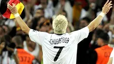 Germany's midfielder Bastian Schweinsteiger celebrates after the Euro 2008 Championships quarter-final football match between Portugal and Germany at the St. Jakob Park Stadium on June 19, 2008 in Basel, Switzerland. AFP PHOTO DDP / TORSTEN SILZ