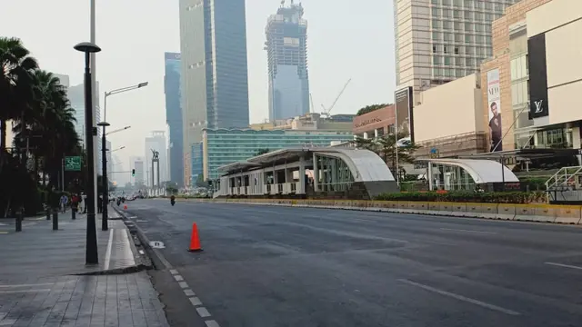 Suasana kawasan HI, Jakarta pada Senin pagi (23/9/2019.