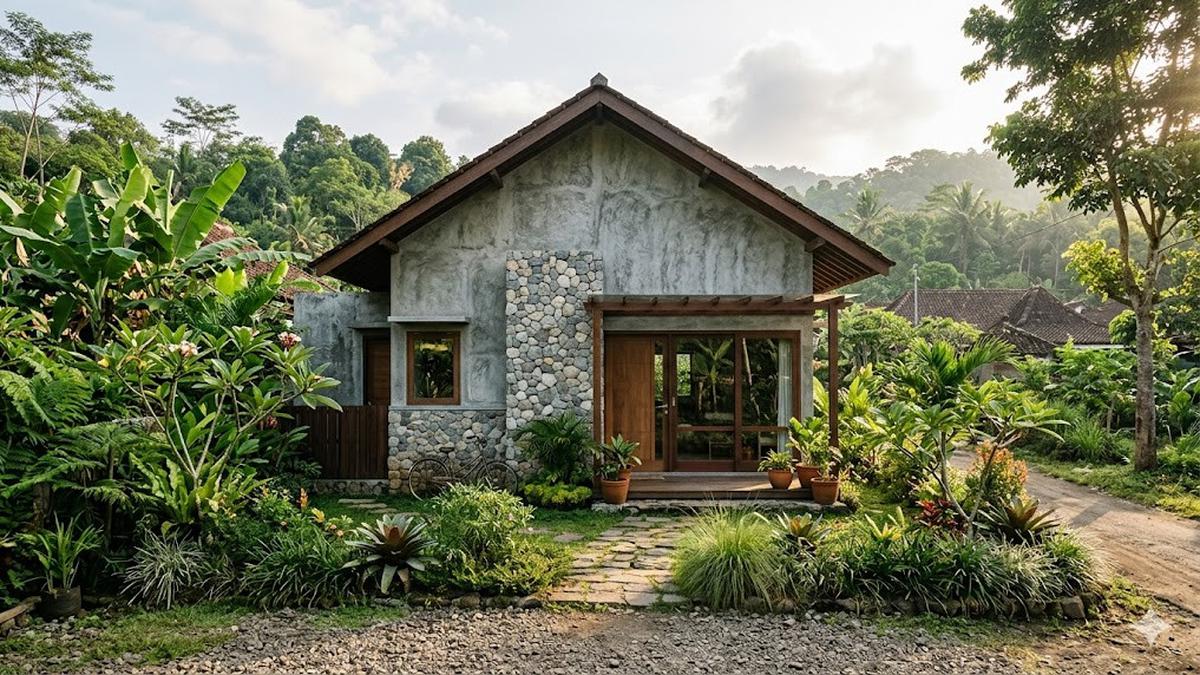 8 Contoh Rumah Desa dengan Dinding Semen Ekspos Minimalis, Kokoh dan Hemat Biaya