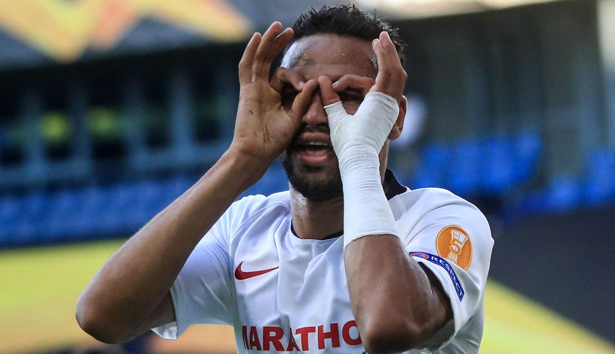 Youssef En-Nesyri merupakan pemain klub Liga Spanyol, Sevilla yang saat ini memiliki nilai banderol sebesar 40 juta euro. Ia tercatat mengalami kenaikan harga dari awal tahun 2021 sebanyak 28 juta euro, dari yang awalnya 12 juta euro. (Foto: AFP/Pool/Wolfgang Rattay)