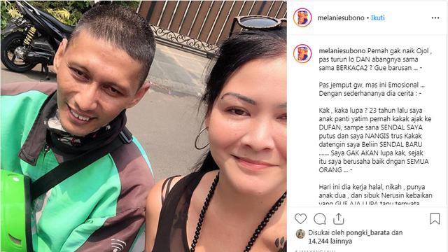 Momen Haru Melanie Subono dengan Pengemudi Ojek Online 