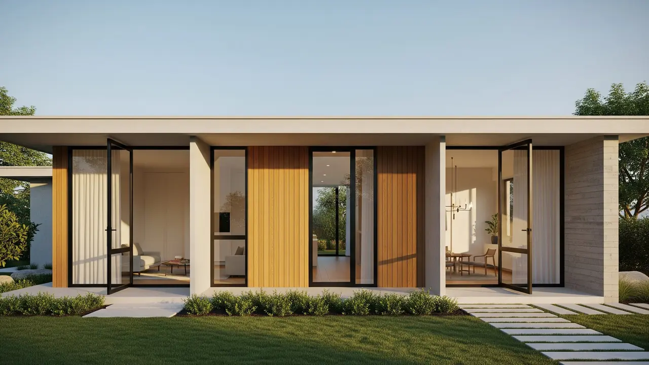 Rumah Minimalis Elegan 1 Lantai dengan Bukaan Jendela Dua Arah (Gemini AI)