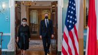 Menlu Retno Marsudi mengunjungi Menlu AS Anthony Blinken di Washington D.C, Rabu (4/8/2021). (Foto: Twitter/@SecBlinken)