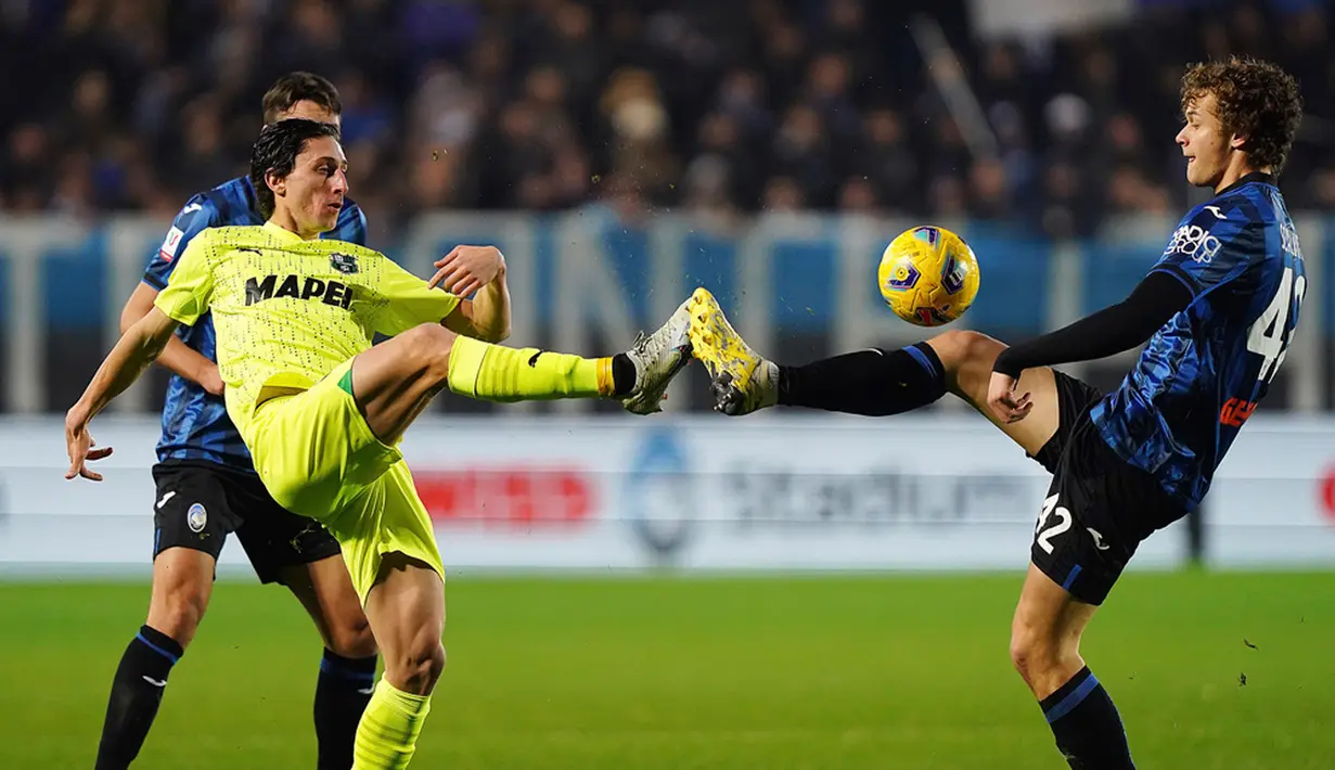 Atalanta meraih tiket perempat final Coppa Italia. Ini setelah Atalanta mengalahkan Sassuolo pada babak 16 besar. (Spada/LaPresse via AP)