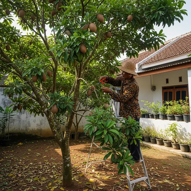 1. Pangkas Pucuk Pohon Sawo