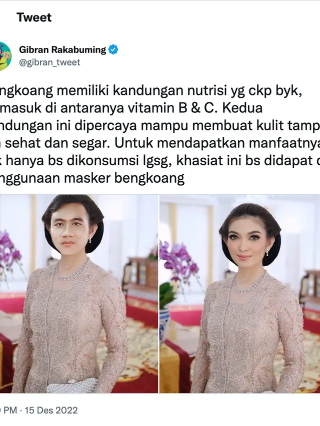 Tips kecantikan ala Gibran Rakabuming. (Foto: Dok. Twitter @gibran_tweet)