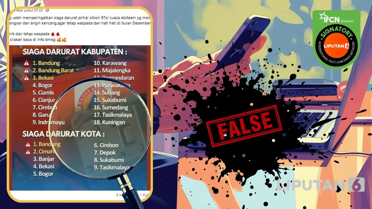 Tangkapan layar klaim peringatan siaga darurat dari BMKG terkait siklon 97S