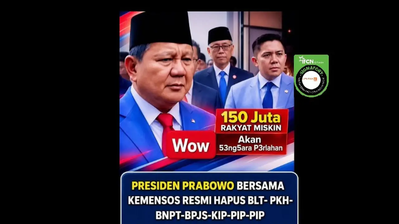 Cek Fakta Liputan6.com mendapati klaim Presiden Prabowo bersama Kemensos resmi menghapus BLT-PKH dan anggarannya dialihkan ke MBG