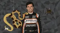 Pebalap Force India, Sergio Perez, bersama 16 bintang F1 lain mengungkapkan hal-hal yang paling ditakuti via video di Youtube pada hari Halloween, Senin (31/10/2016). (Bola.com/Twitter/F1)