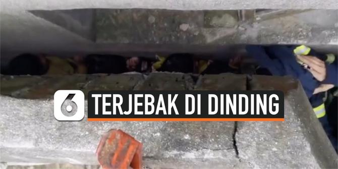 VIDEO: Main Petak Umpet, 3 Bocah Ini Malah Terjebak di Celah Dinding