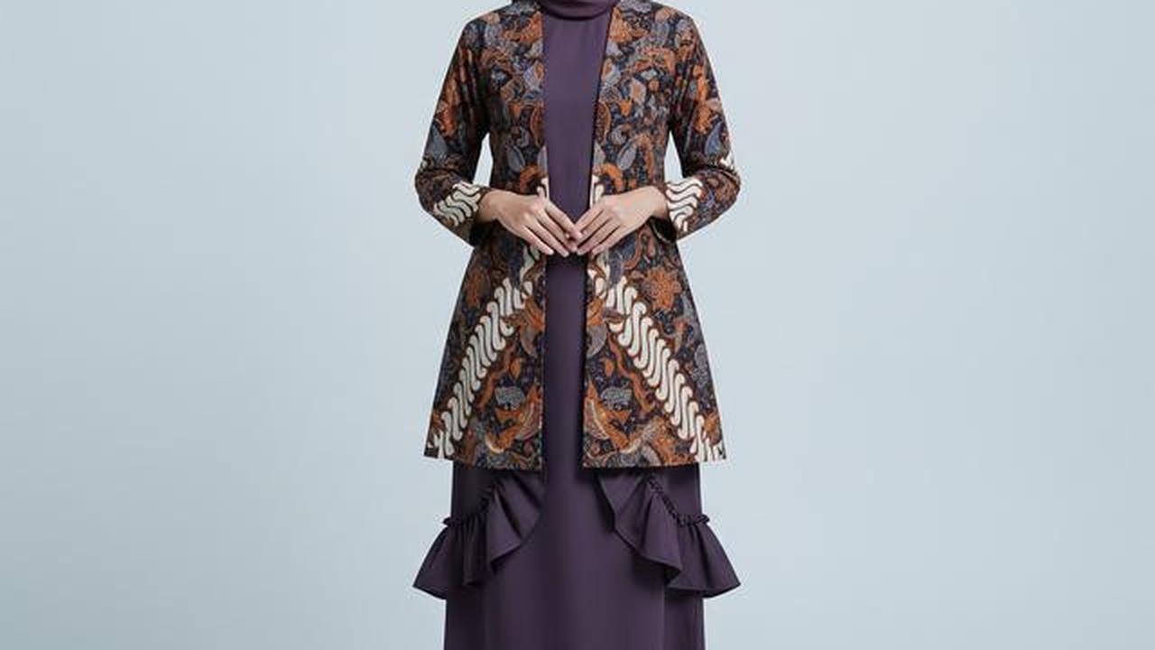 7 Model Gamis Polos Kombinasi Blazer Batik Terbaru, Tampil Stylish di Penghujung 2025