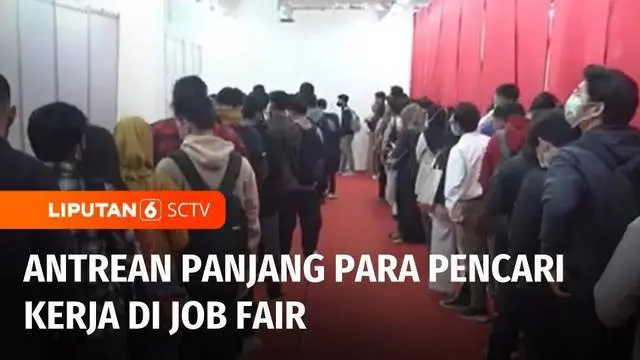 Bursa lowongan kerja atau job fair yang digelar Dinas Tenaga Kerja, Transmigrasi dan Energi Provinsi DKI Jakarta, ramai didatangi warga. Warga datang dari berbagai daerah dan rela antre masuk area job fair hingga ratusan meter.