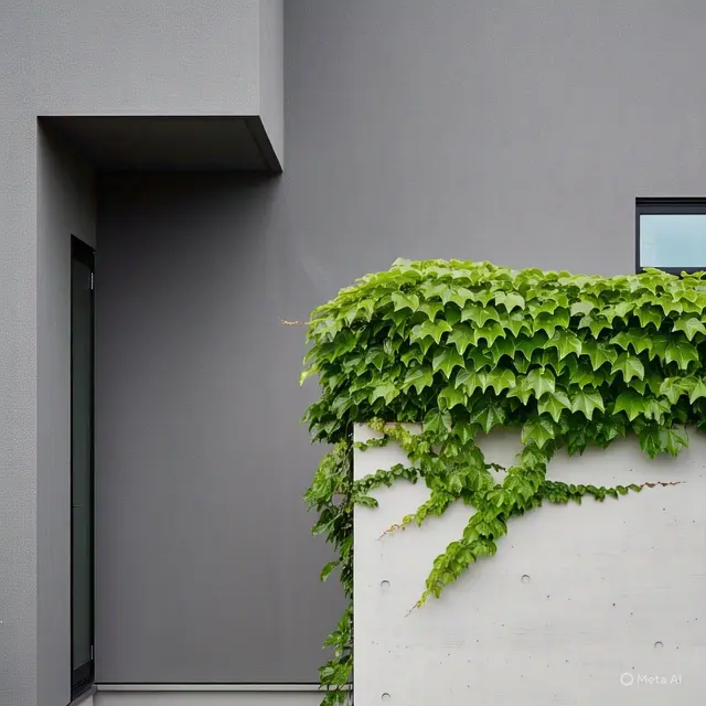 Desain Pagar Rumah Minimalis Modern, Pagar Tembok dengan Tanaman Rambat