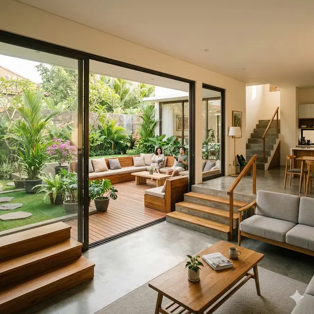 Desain Rumah Minimalis 1 Lantai dengan Area Semi Tingkat