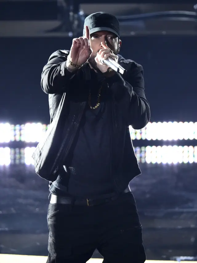 Eminem di Piala Oscar 2020. (AP Photo/Chris Pizzello)