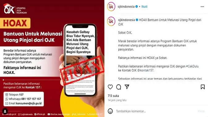 <p>Gambar tangkapan layar postingan dari akun Instagram @ojkindonesia.</p>