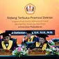 Kombes Pol Dr Yade Setiawan Ujung mempertahankan disertasi evaluasi aman nusa ii penanganan Covid 19 oleh Polri ini dihadapan para guru besar Universitas Padjajaran. (Istimewa)