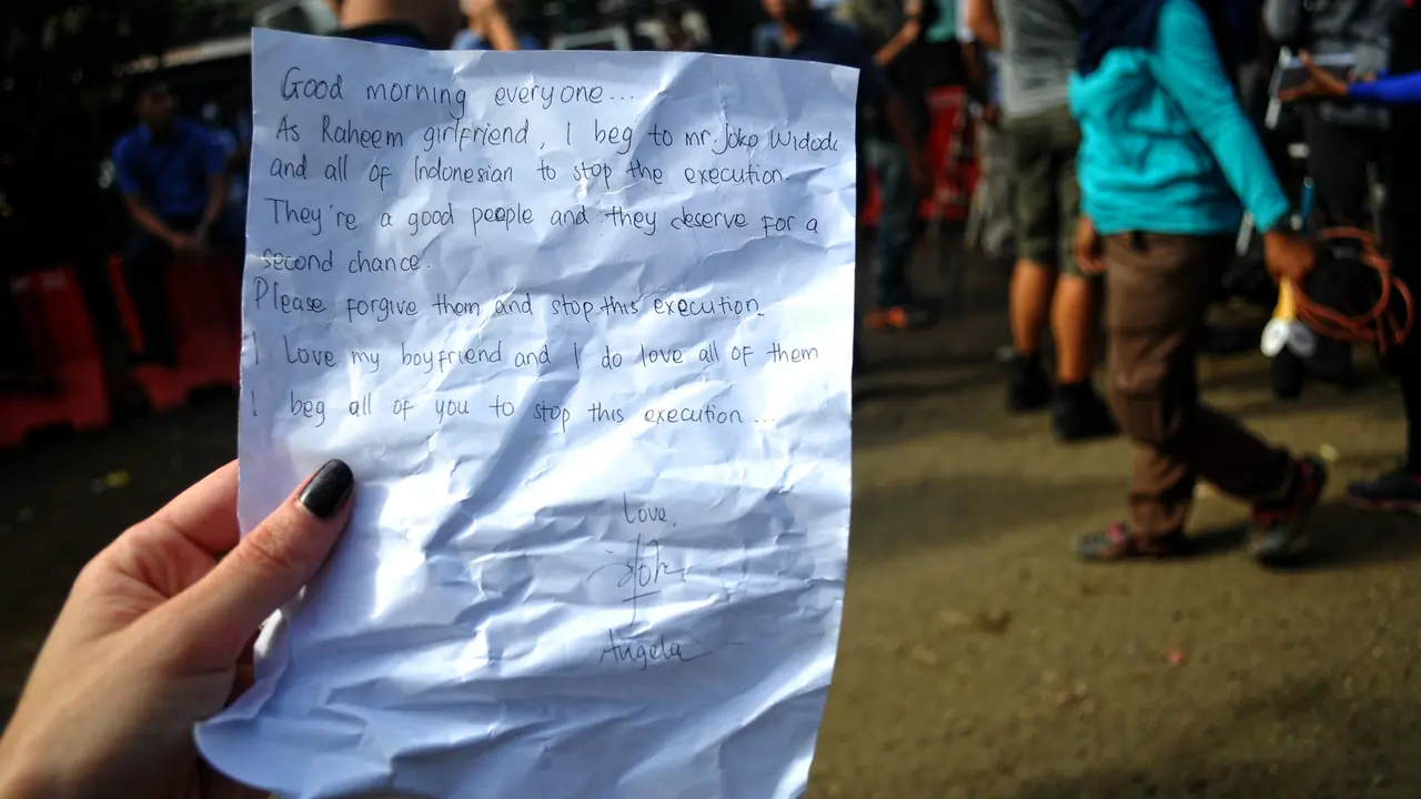 Surat kekasih terpidana mati Raheem Agbaje Salami, Angela.