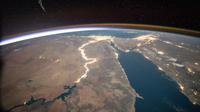 Penampakan sungai Nil dari wahana International Space Station misi ISS-44. (Sumber NASA/Scot Kelly)