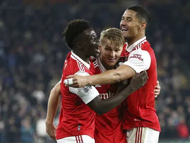 Arsenal sukses mencuri poin penuh saat bertandang ke markas Wolves pada pekan ke-16 Liga Inggris. (Nigel French/PA via AP)