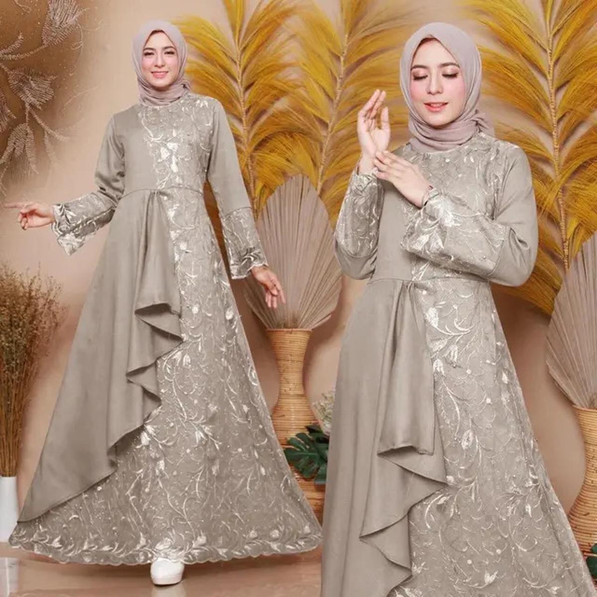 8 Inspirasi Model Gamis Syari A-Line Kombinasi Brokat, Pilihan Tepat untuk Tampil Elegan dan Anggun