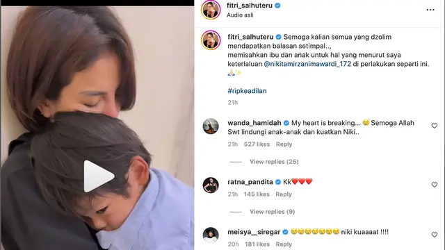 Unggahan Fitri Salhuteru soal Nikita Mirzani. (Foto: Dok. Instagram @fitri_salhuteru)