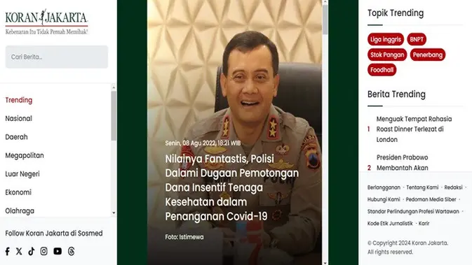 <p>Gambar tangkapan layar artikel dari situskoran-jakarta.com.</p>
