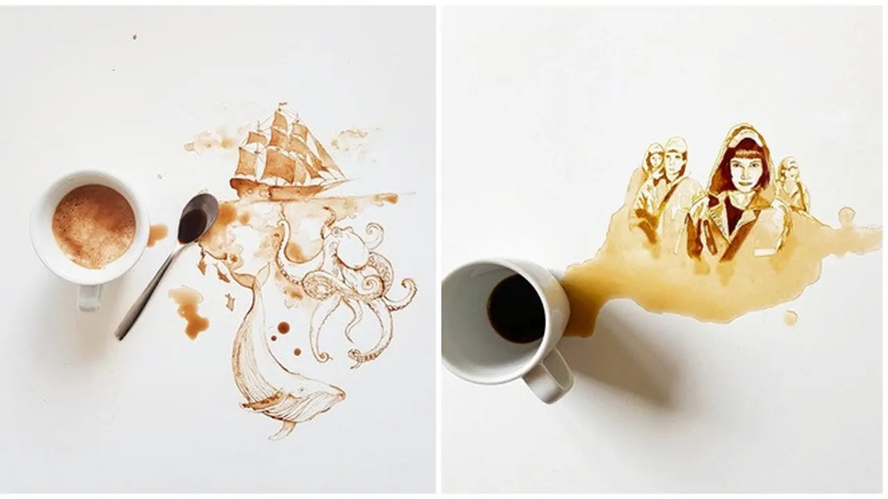 Seniman Ini Buat Tumpahan Kopi Jadi Karya Seni, 7 Hasilnya Mengagumkan