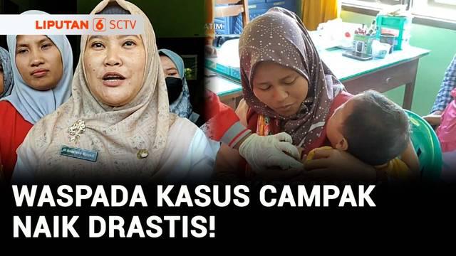 Menekan penyebaran wabah campak yang merebak, Dinas Kesehatan Kabupaten Bangkalan, Jawa Timur, menggelar vaksinasi campak serentak. Sepanjang tahun 2025 terdata 548 anak di Bangkalan mengalami gejala campak dan 60 di antaranya dinyatakan positif.