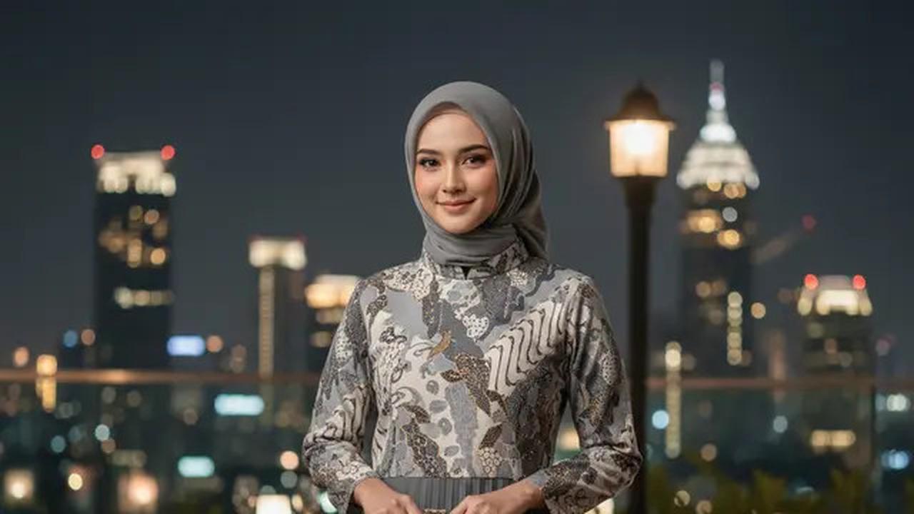 9 Gamis Batik Kombinasi Kain Polos Cocok untuk Pesta, Elegan Saat Kondangan