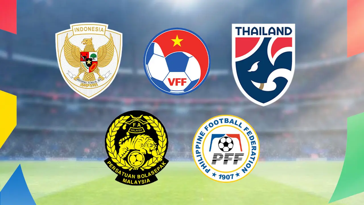 Piala AFF - Ilustrasi Logo Timnas Indonesia, Vietnam, Thailand, Malaysia dan Filipina