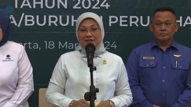 Konferensi Pers Pemberian THR, di Kantor Kemnaker, Jakarta, Senin (18/3/2024). (Foto: Liputan6.com/Arief RH)