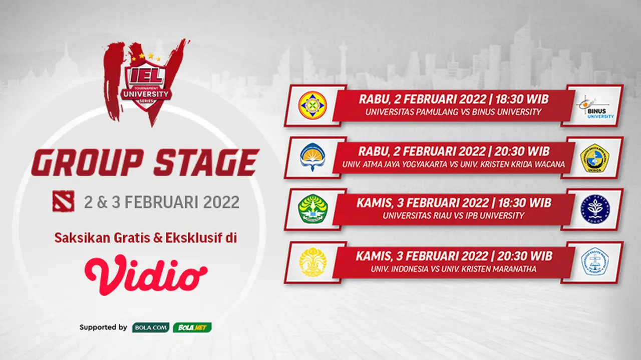 Link Live Streaming IEL University Season 4 Dota 2 Group Stage di Vidio, 2 dan 3 Februari 2022