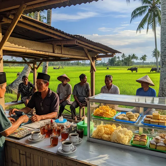 Inspirasi Warung Kecil Depan Rumah yang Cocok Dekat Area Persawahan (AI)