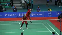 Ribka Sugiarto/Febby Valencia Dwijayanti Gani turut menyumbang poin saat Indonesia mengalahkan Vietnam pada semifinal cabang bulu tangkis beregu SEA Games 2021 di&nbsp;Bac Gymnasium, Selasa (17/5/2022).&nbsp;