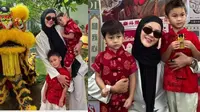 Moemn Paula Verhoeven Dampingi Kiano dan Kenzo Nonton Barongsai di Sekolah, Ikut Bagi-Bagi Angpao