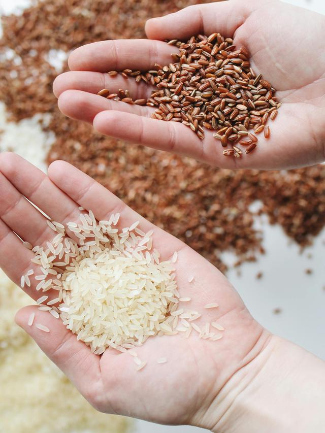 Ilustrasi Beras Merah dan Beras Putih